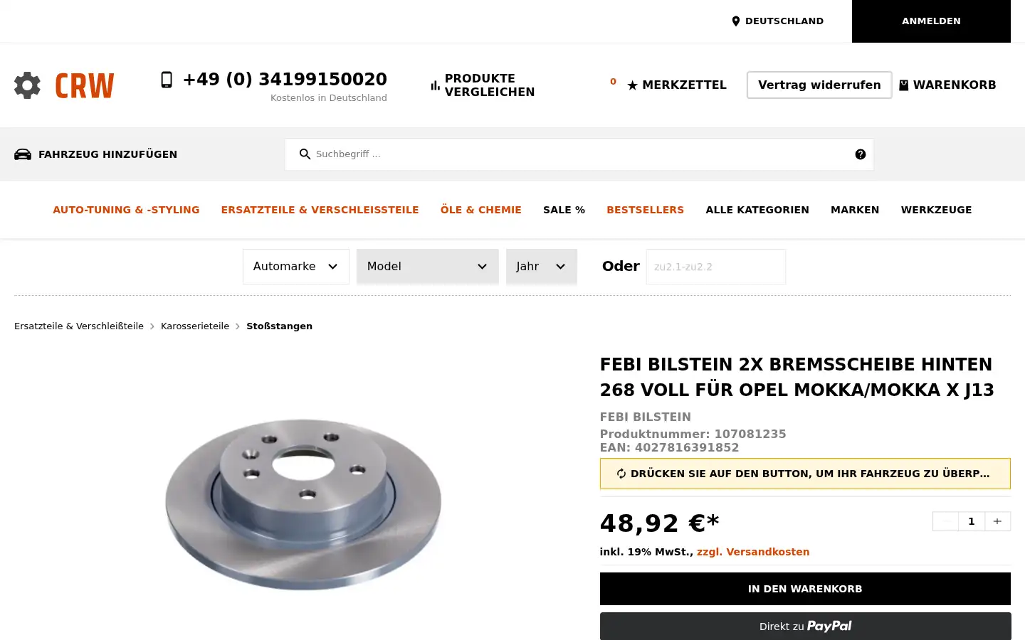 Screenshot of crw-autoteile.de