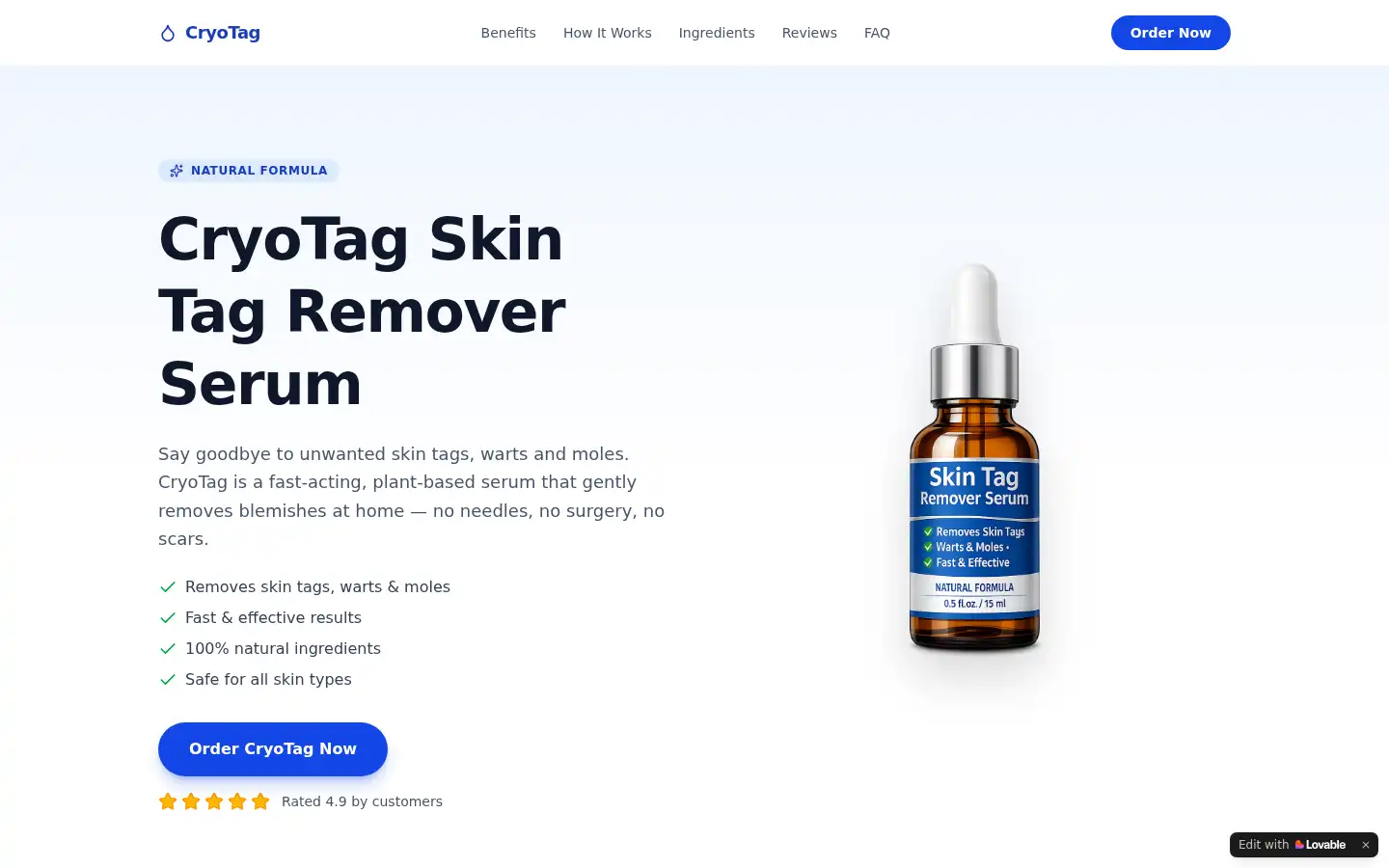 Screenshot of cryotagskintagremover.lovable.app