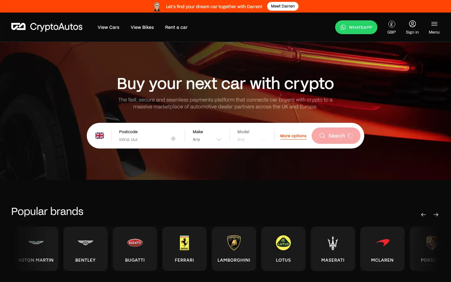 Screenshot of cryptoautos.com