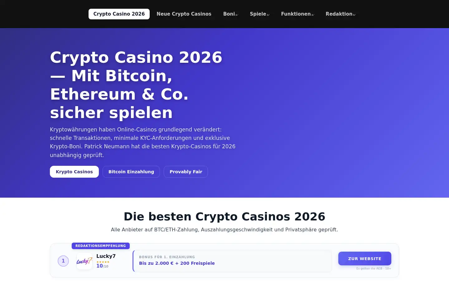 Screenshot of cryptocasinozone.net