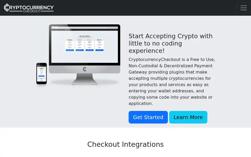 Screenshot of cryptocurrencycheckout.com