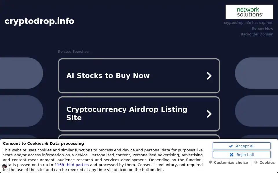 Screenshot of cryptodrop.info