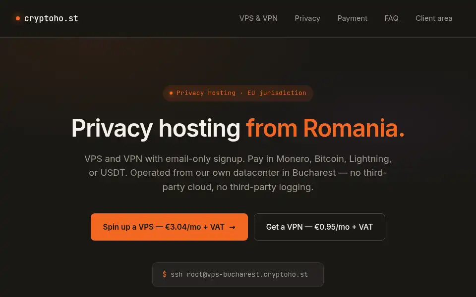 Screenshot of cryptoho.st
