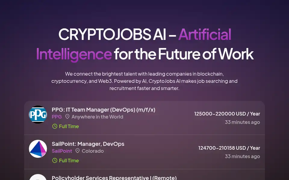 Screenshot of cryptojobs.ai