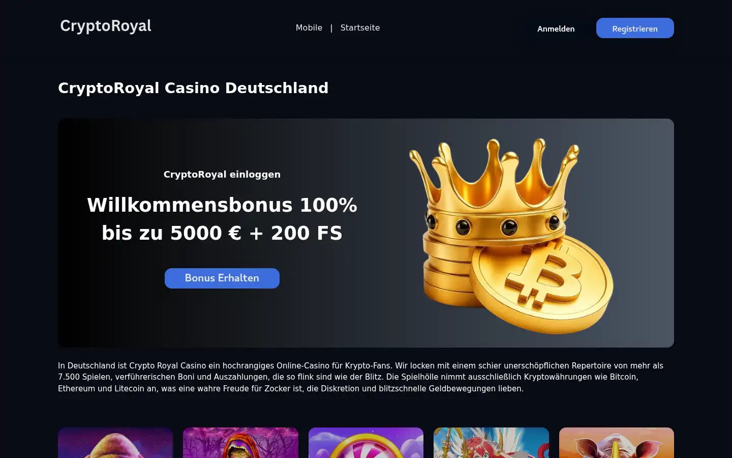 Screenshot of cryptoroyalcasino.de