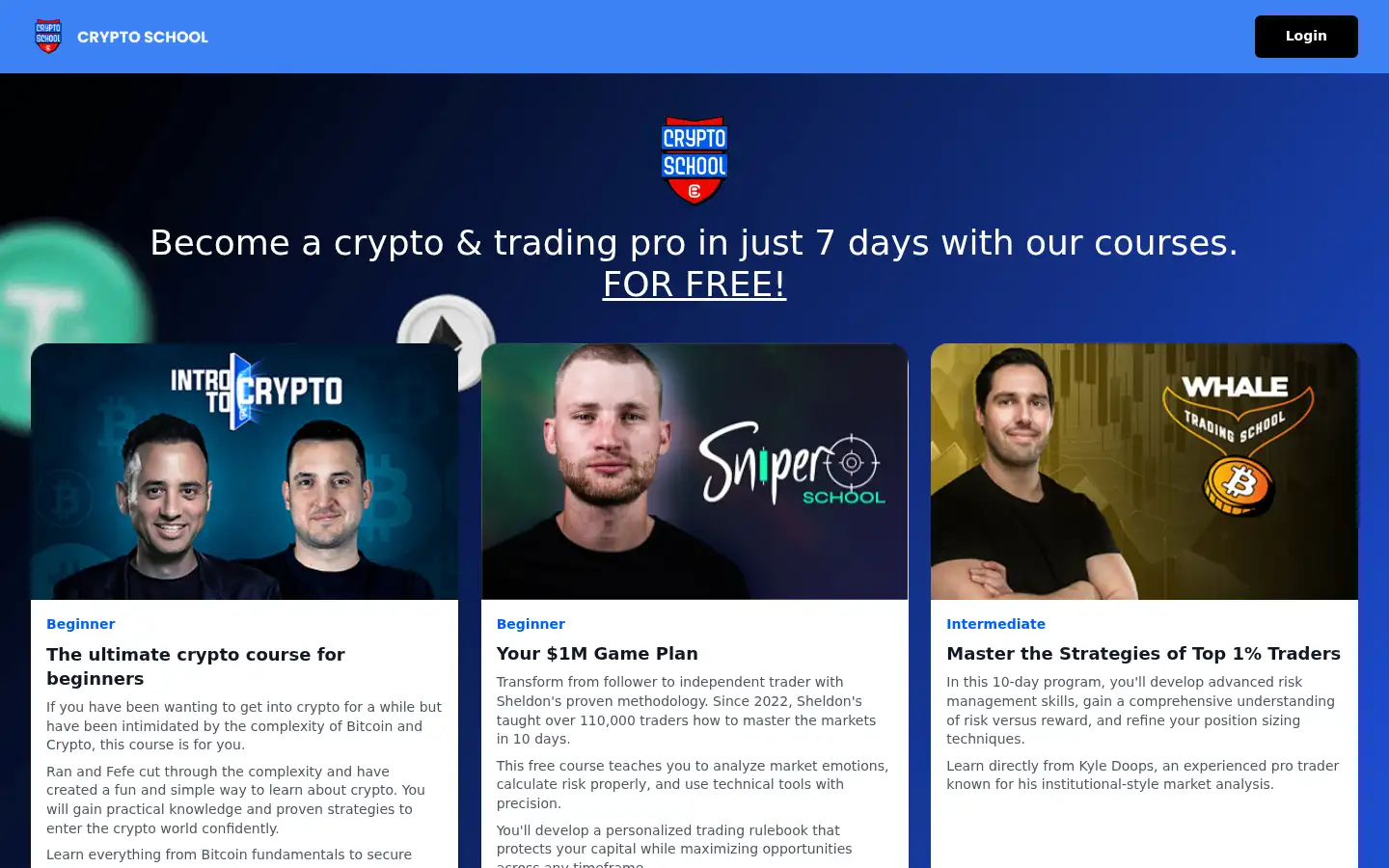 Screenshot of cryptoschool.cryptobanter.com