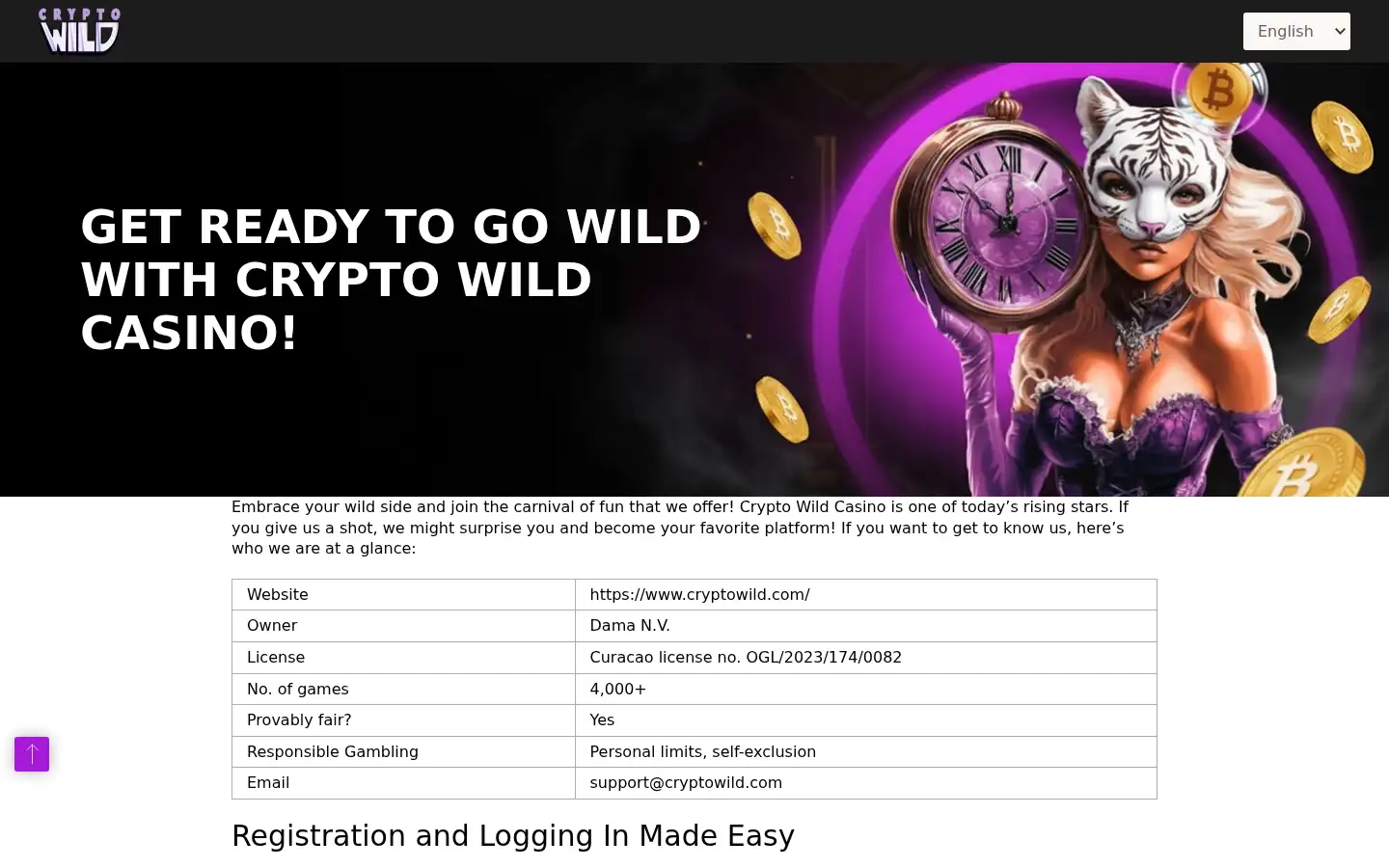 Screenshot of cryptowild-casino.com
