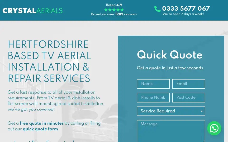 Screenshot of crystalaerials.com