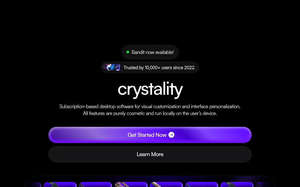 Screenshot of crystality.win