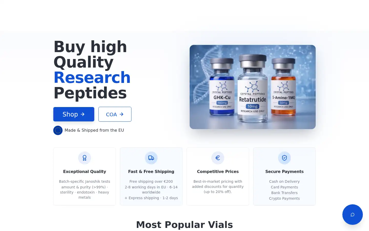 Screenshot of crystalpeptides.eu
