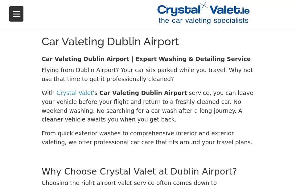 Screenshot of crystalvalet.ie