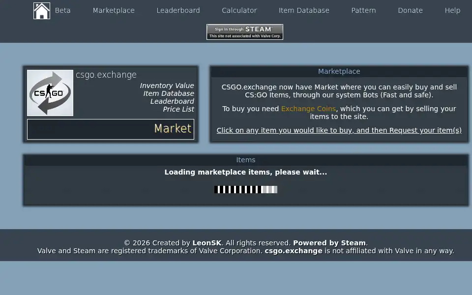 Screenshot of csgo.exchange