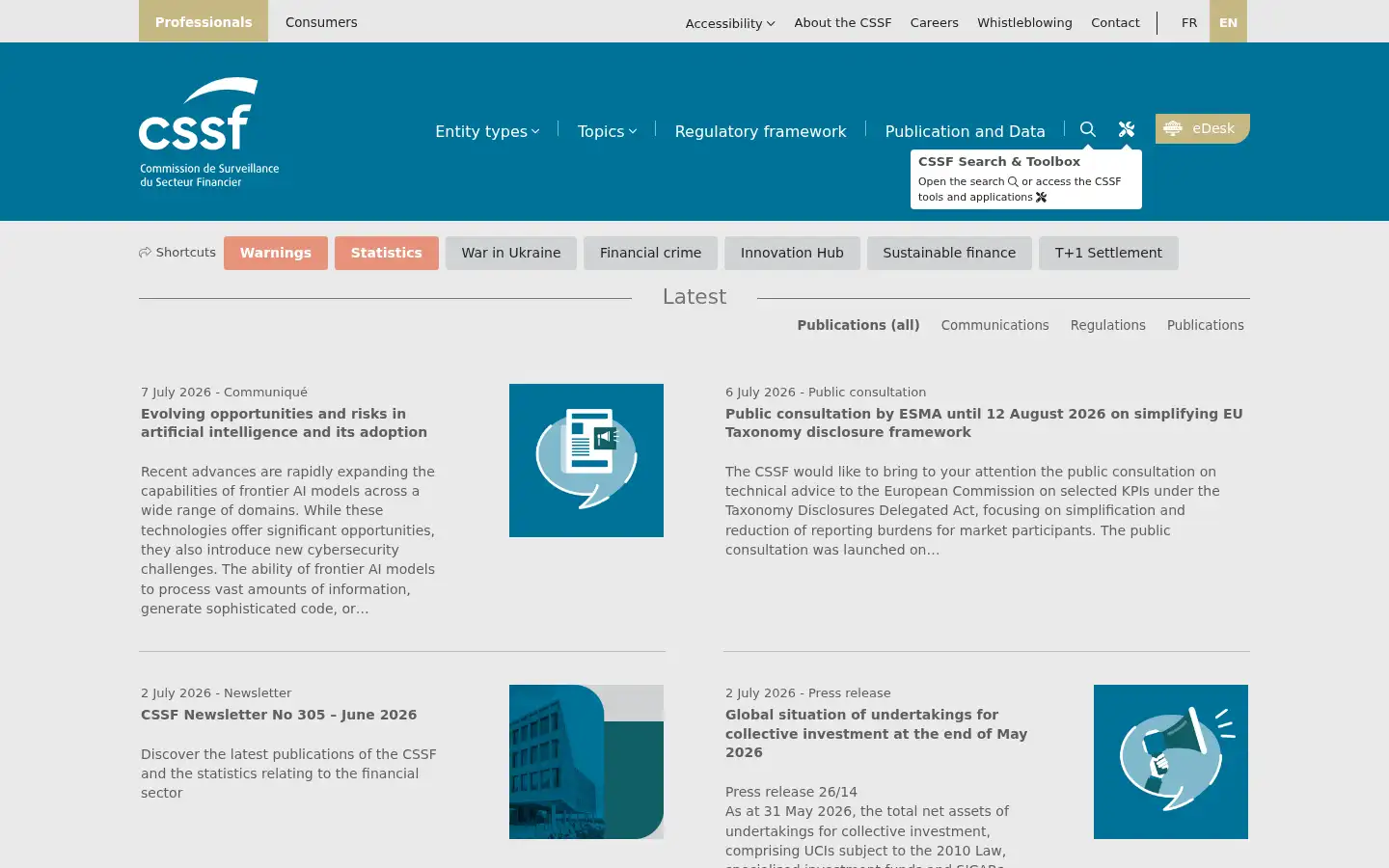 Screenshot of cssf.lu