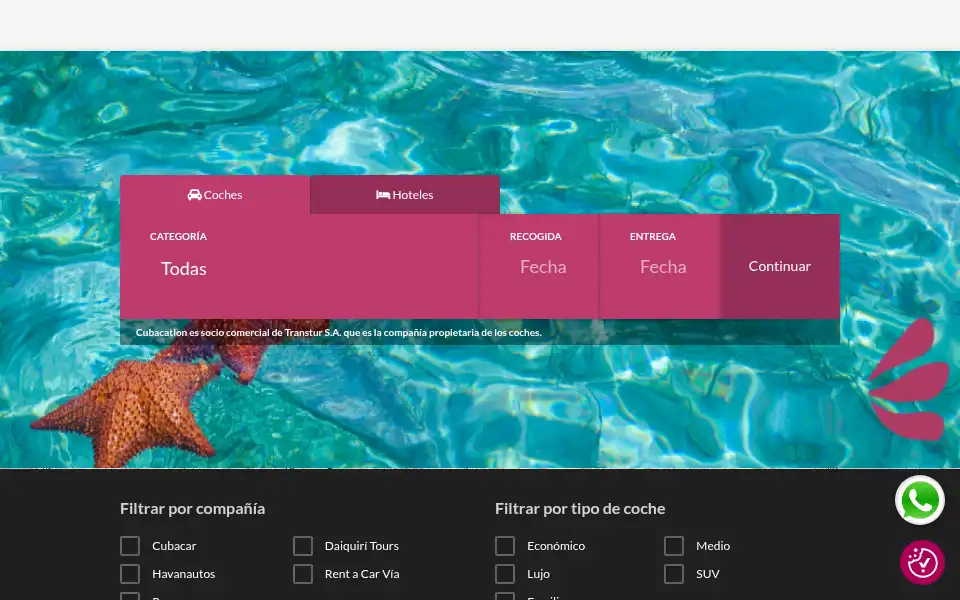 Screenshot of cubacation.es