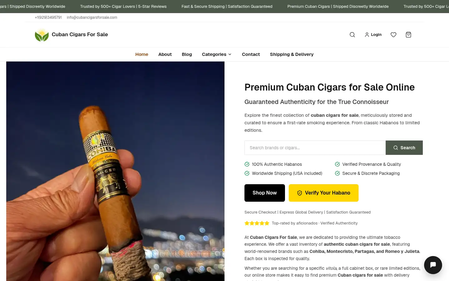 Screenshot of cubancigarsforsale.com
