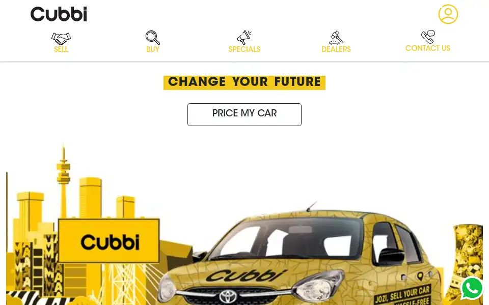 Screenshot of cubbicars.co.za