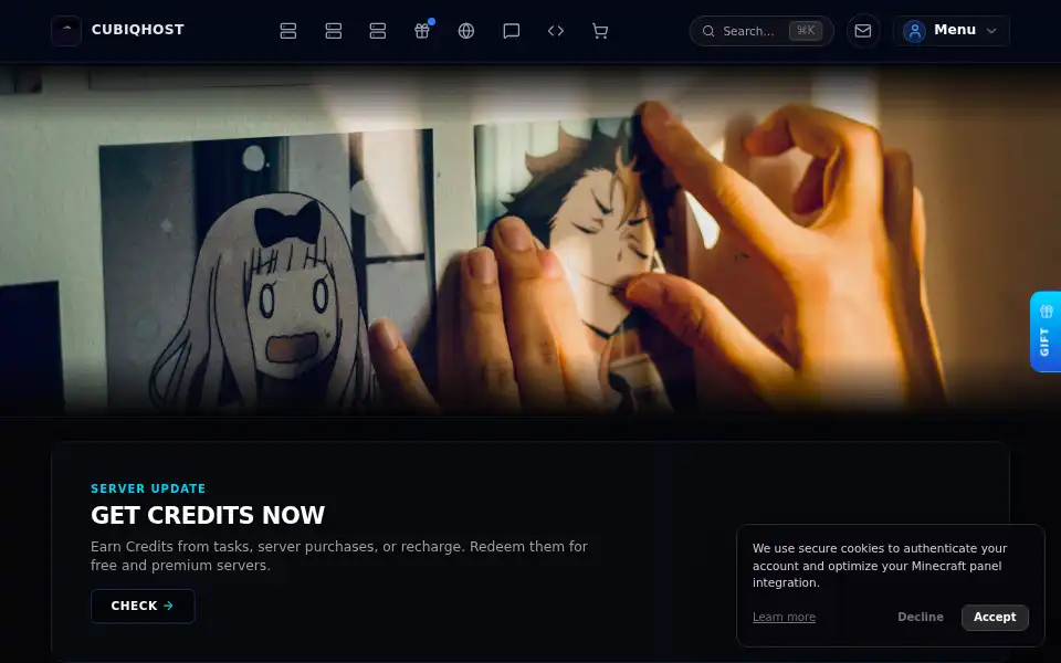 Screenshot of cubiqhost.in