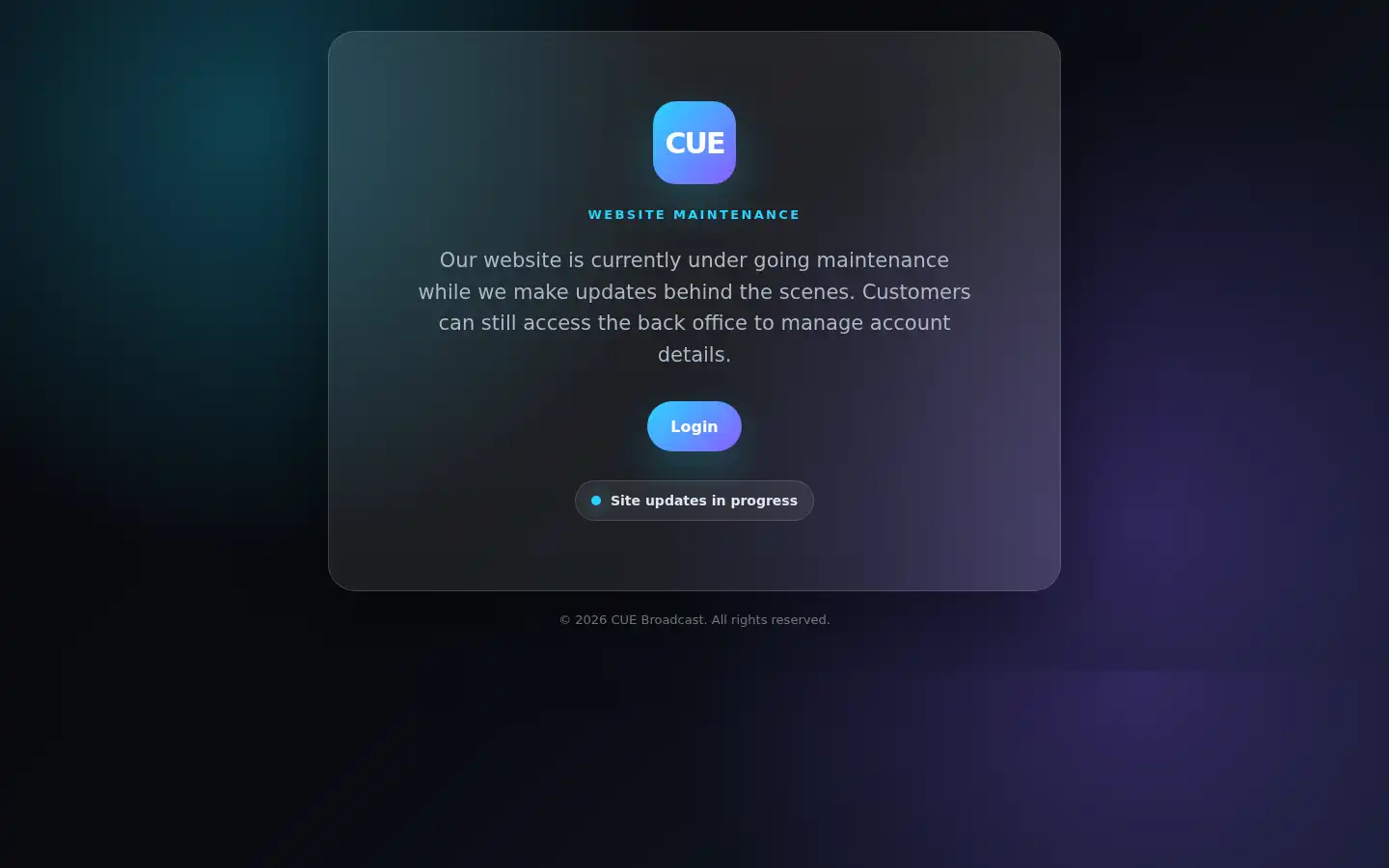 Screenshot of cuebroadcast.com