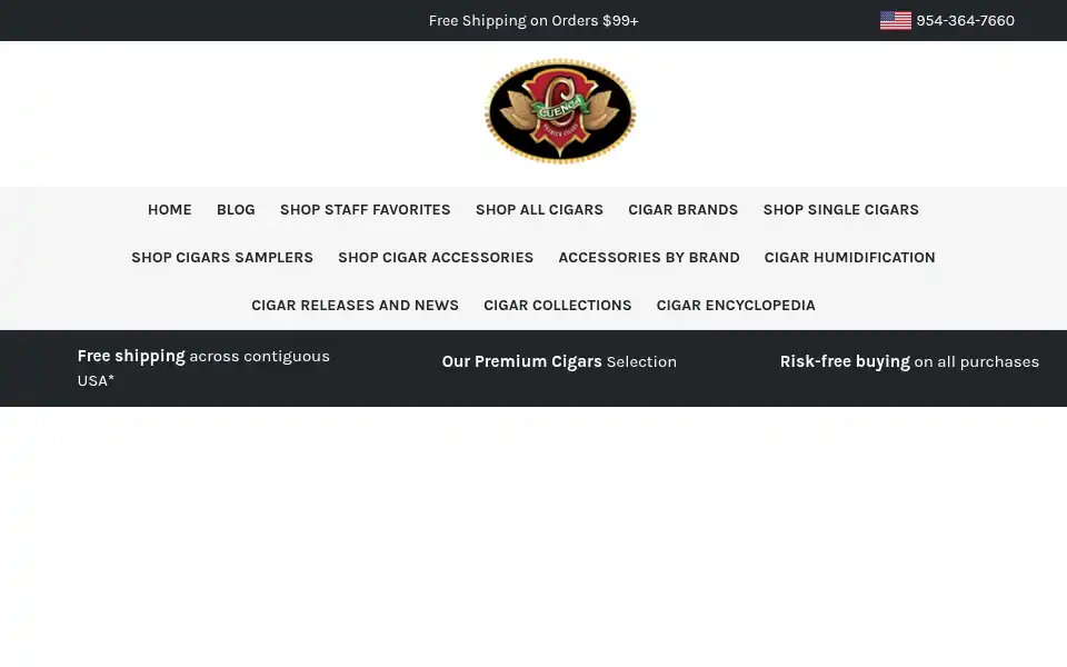 Screenshot of cuencacigars.com