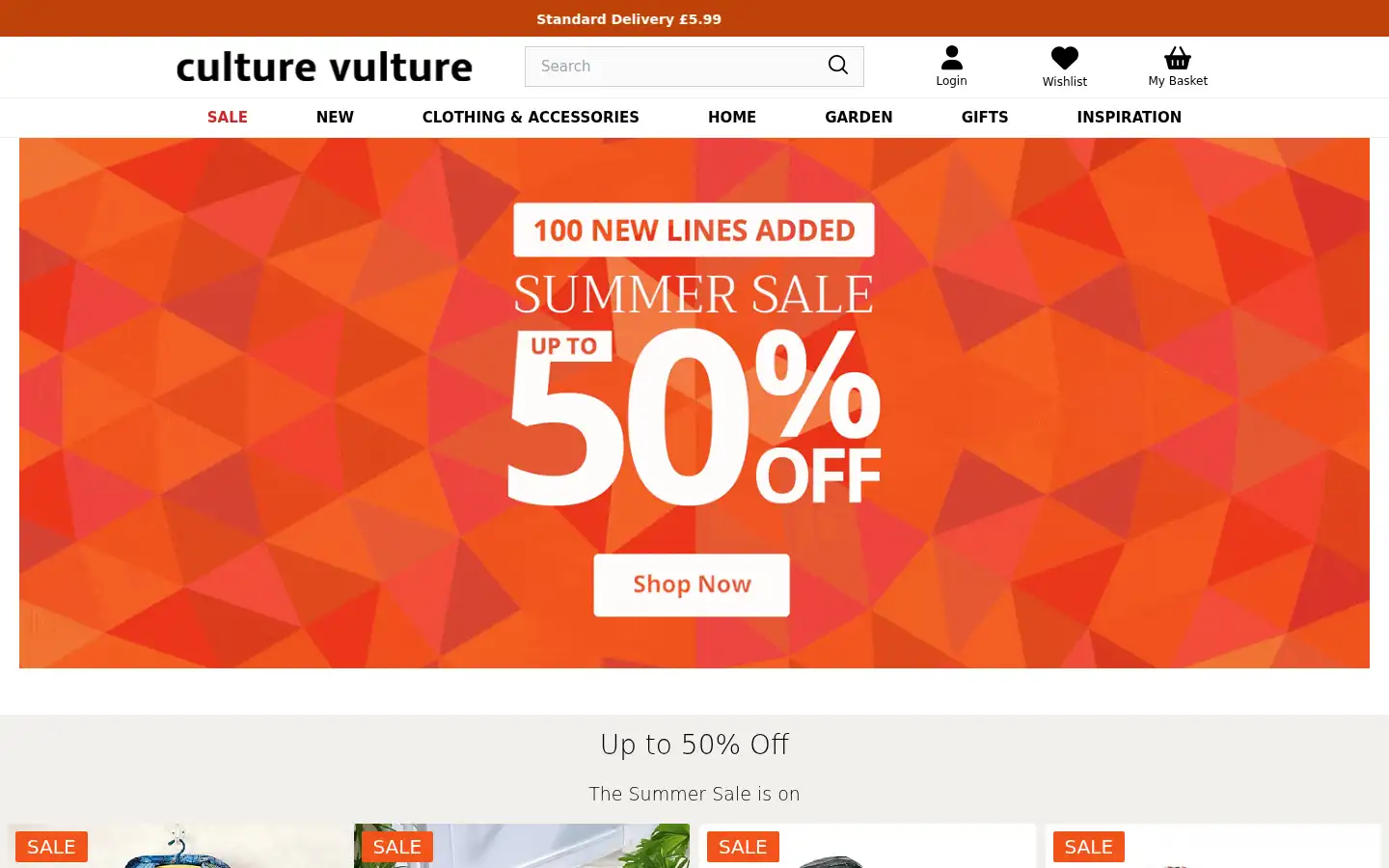 Screenshot of culturevulturedirect.co.uk