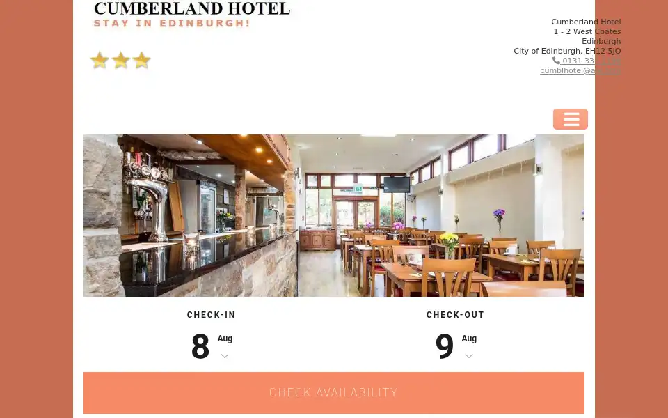 Screenshot of cumberlandhoteledinburgh.co.uk