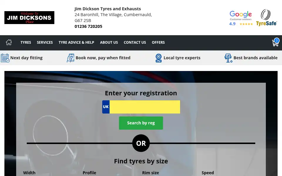 Screenshot of cumbernauld-tyres.co.uk