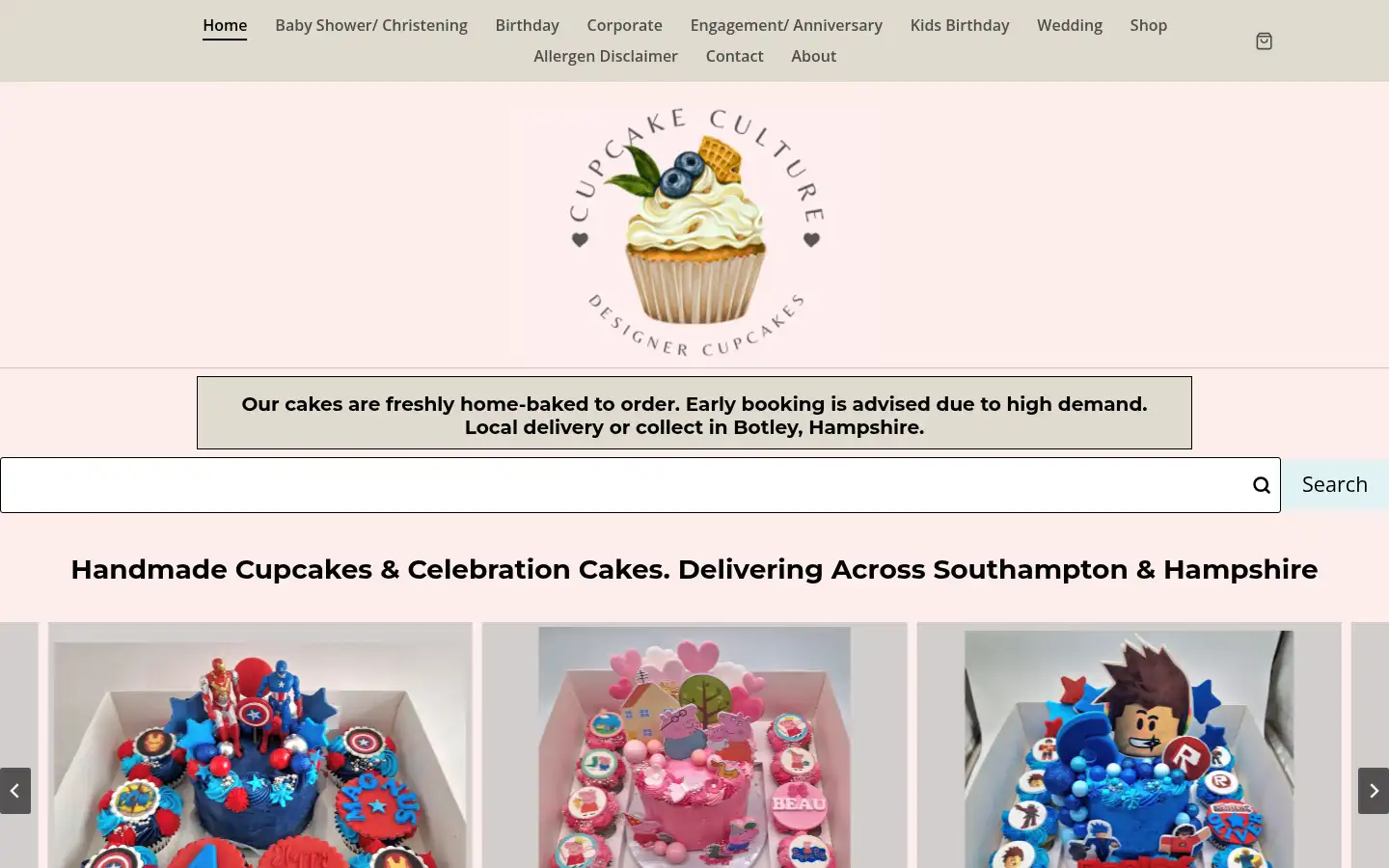 Screenshot of cupcakeculture.co.uk