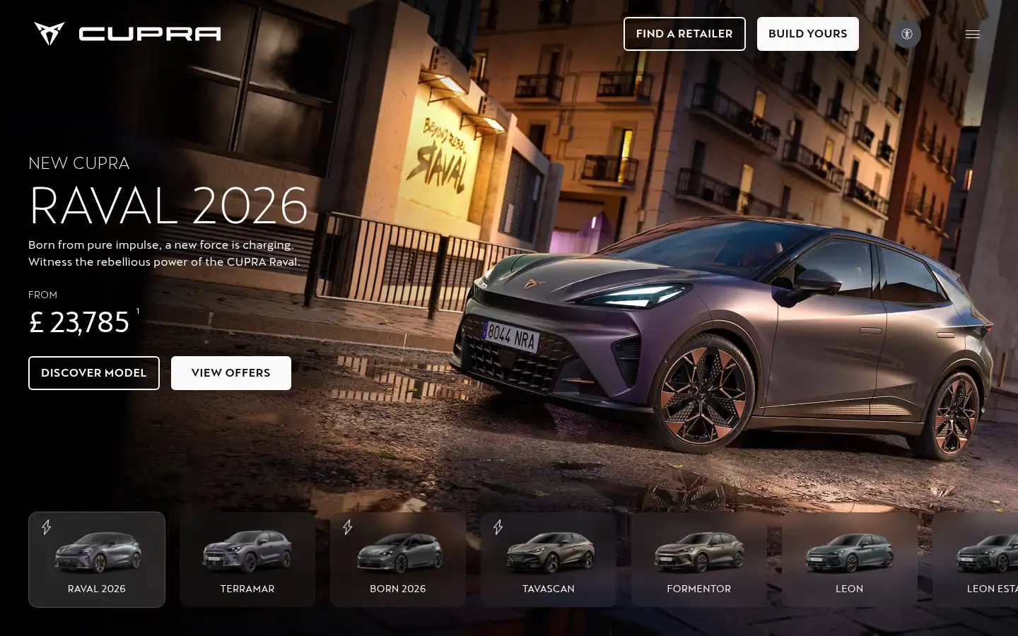Screenshot of cupraofficial.co.uk