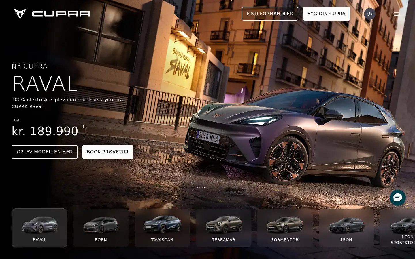 Screenshot of cupraofficial.dk