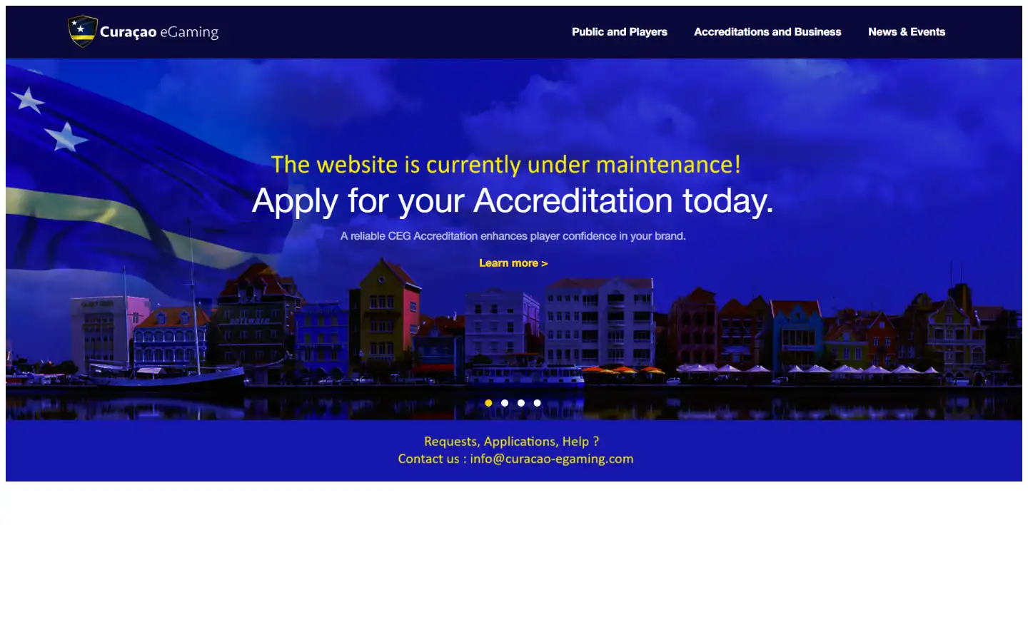 Screenshot of curacao-egaming.com