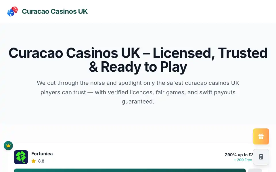 Screenshot of curacaocasinosuk.org.uk