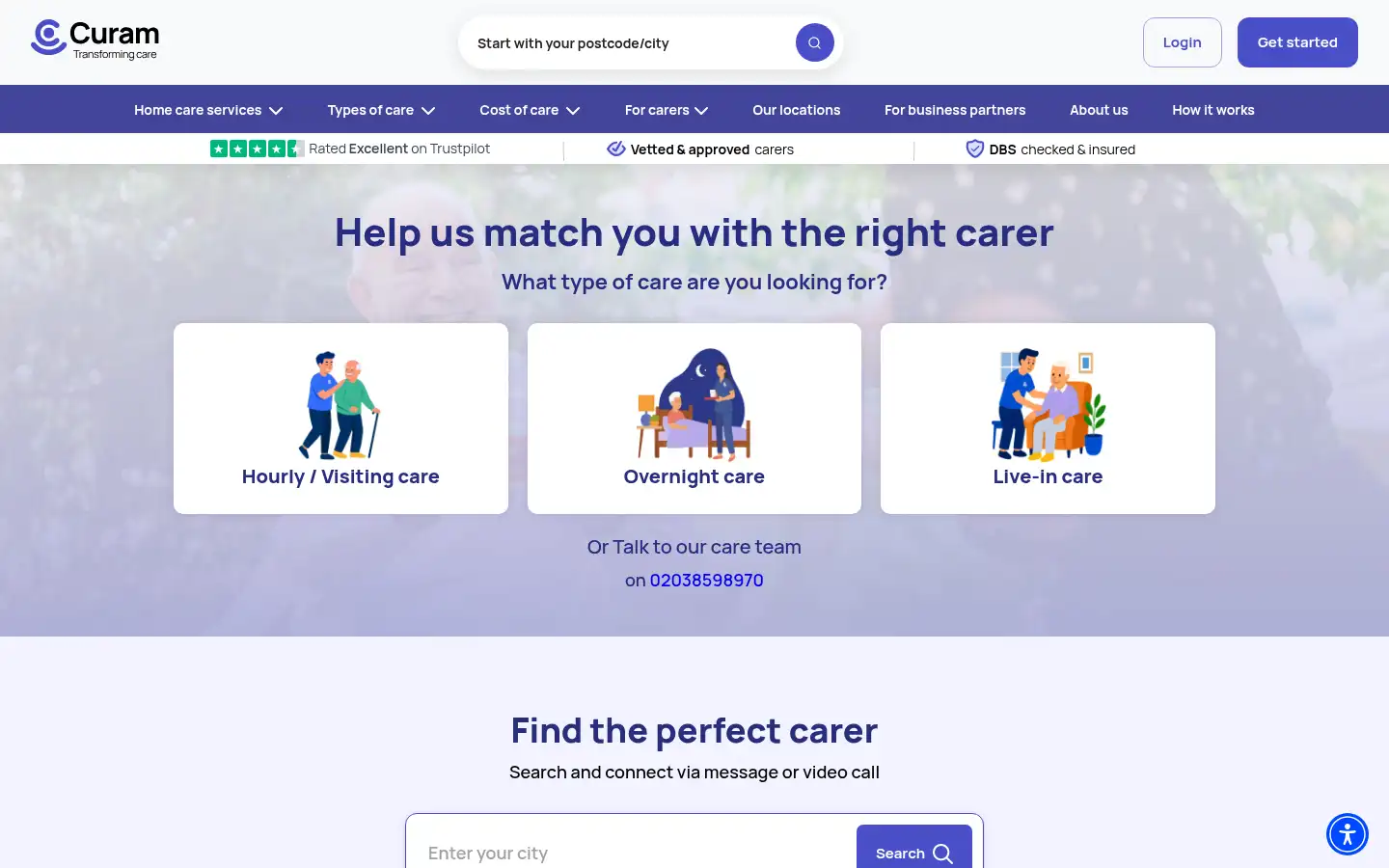 Screenshot of curamcare.com