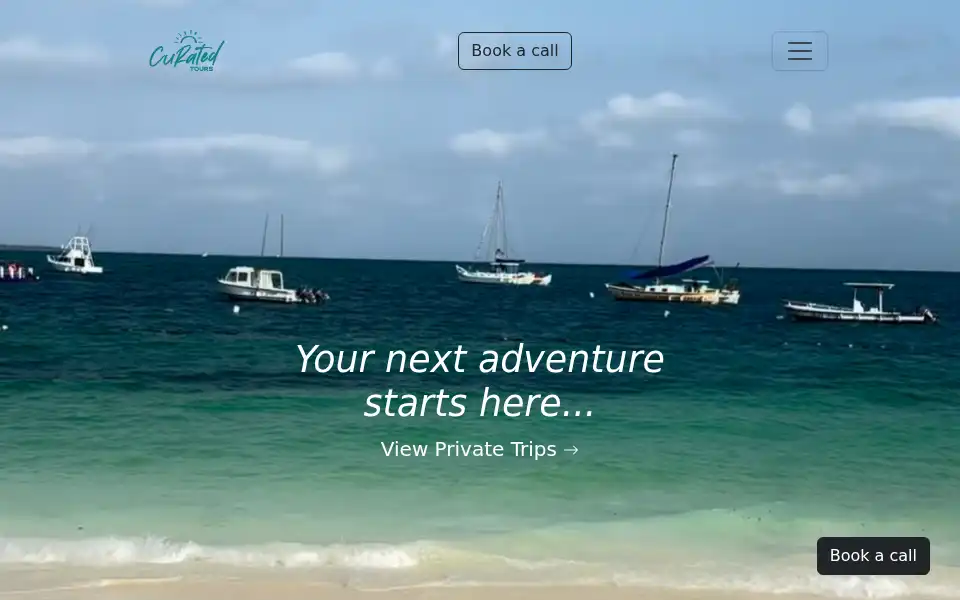 Screenshot of curated-tours.com