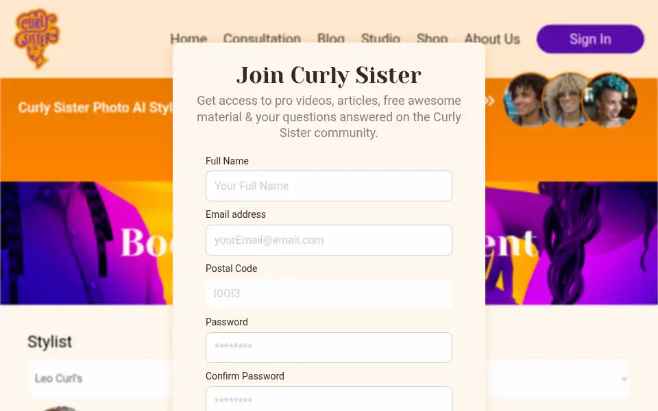 Screenshot of curlysister.com
