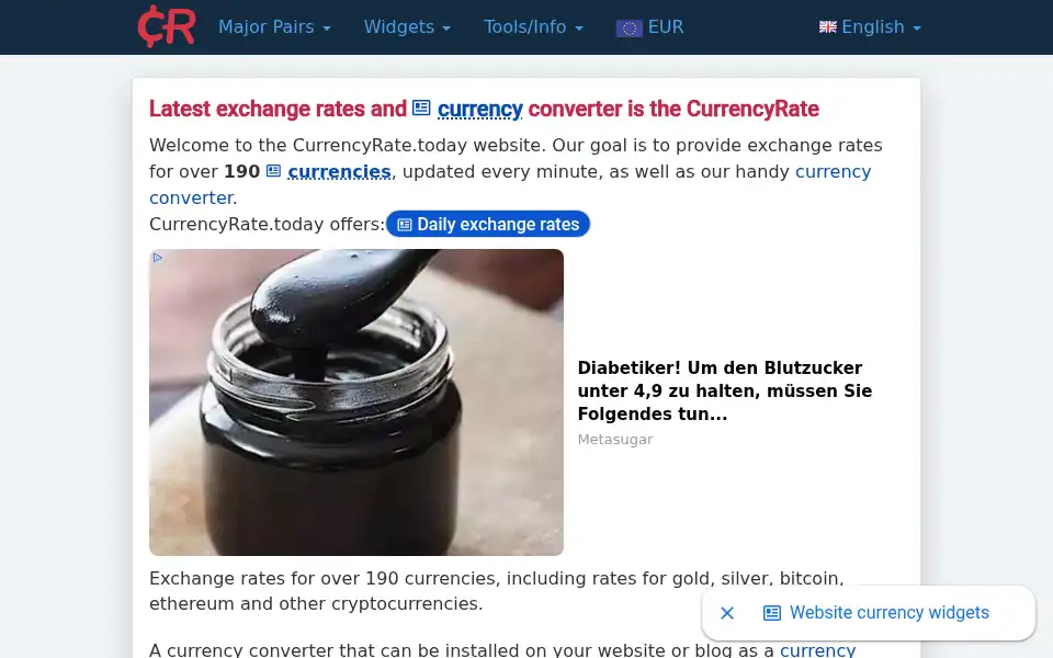 Screenshot of currencyrate.today