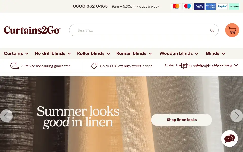 Screenshot of curtains-2go.co.uk