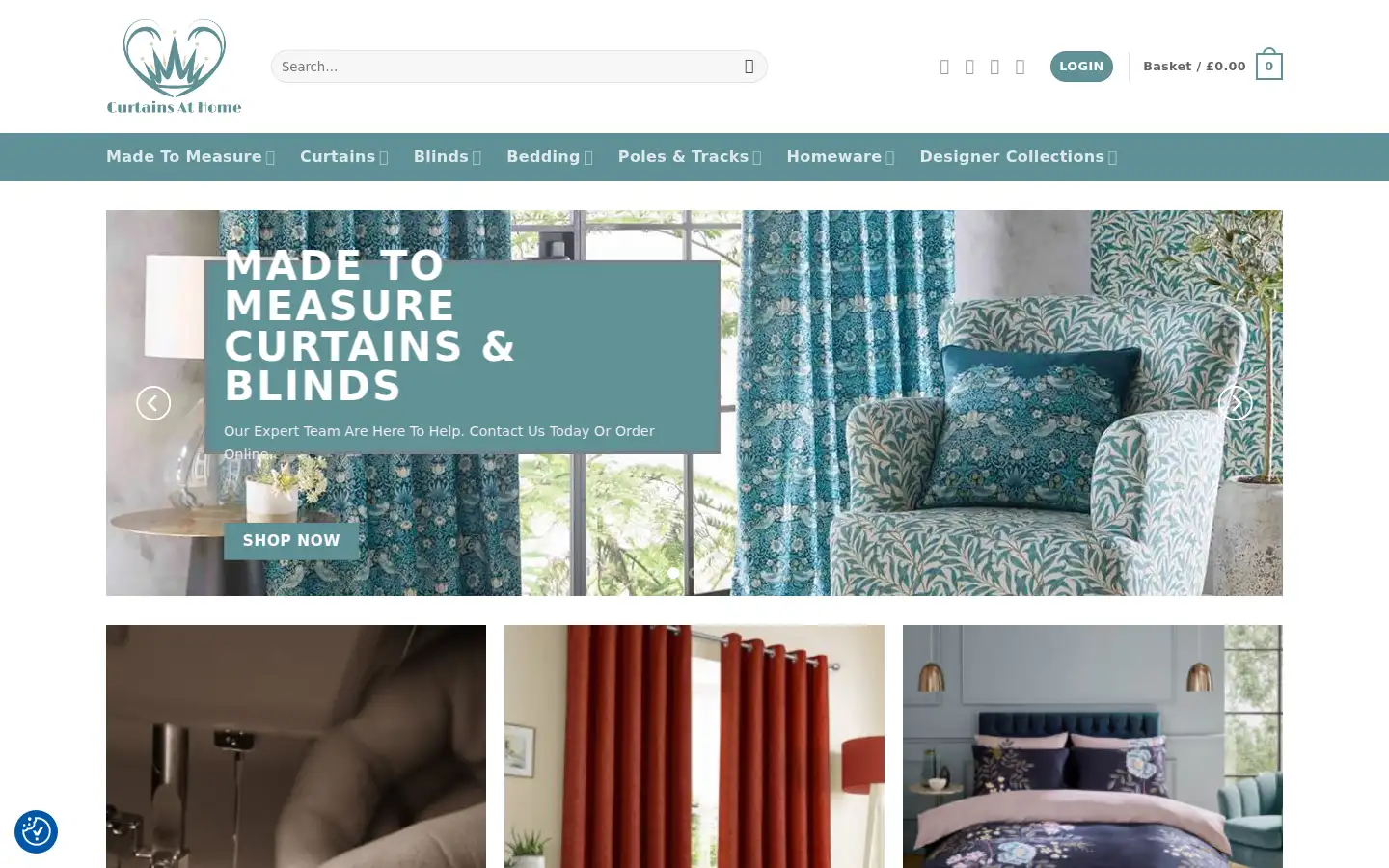 Screenshot of curtains-at-home.co.uk