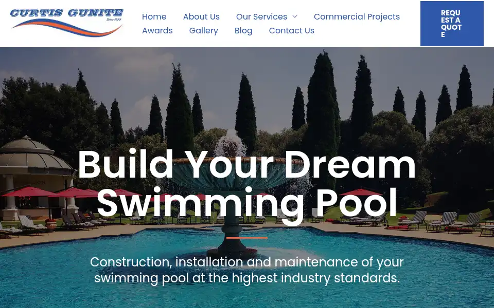 Screenshot of curtispools.co.za