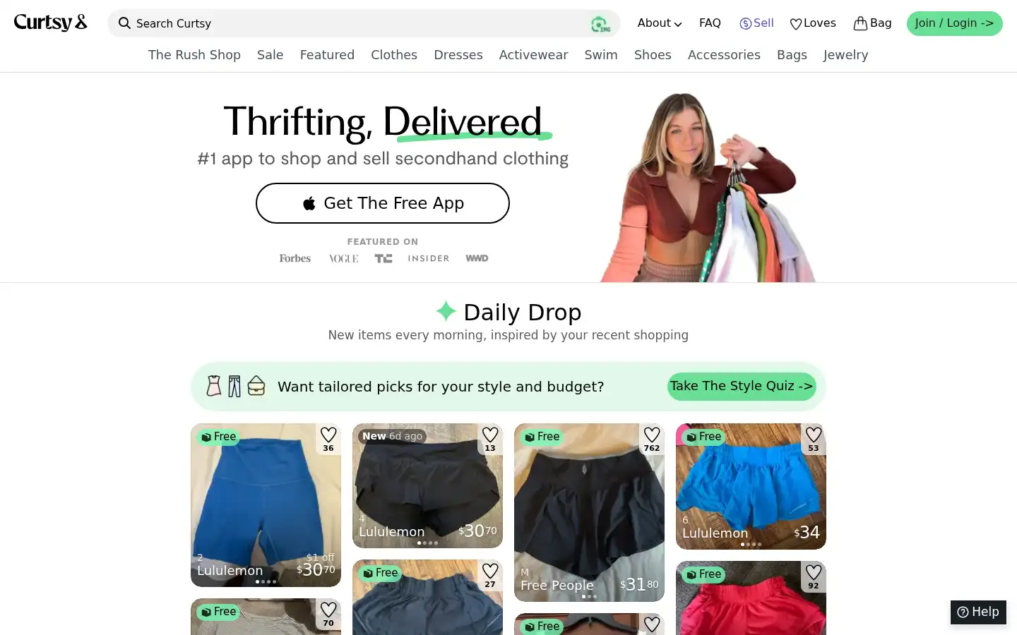 Screenshot of curtsyapp.com