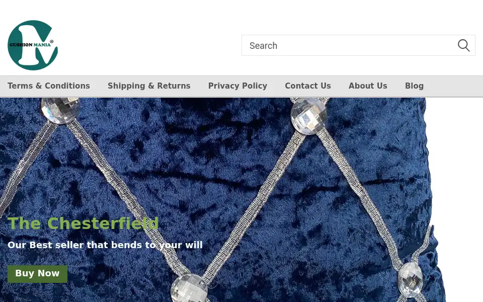 Screenshot of cushionmania.co.uk