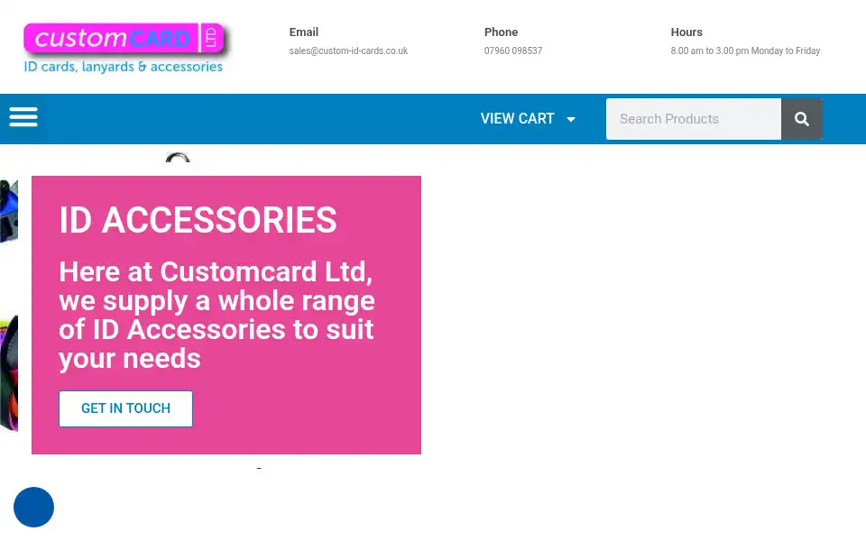 Screenshot of custom-id-cards.co.uk