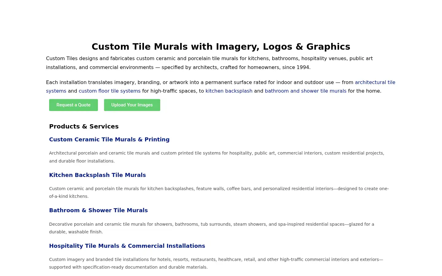 Screenshot of custom-tiles.com
