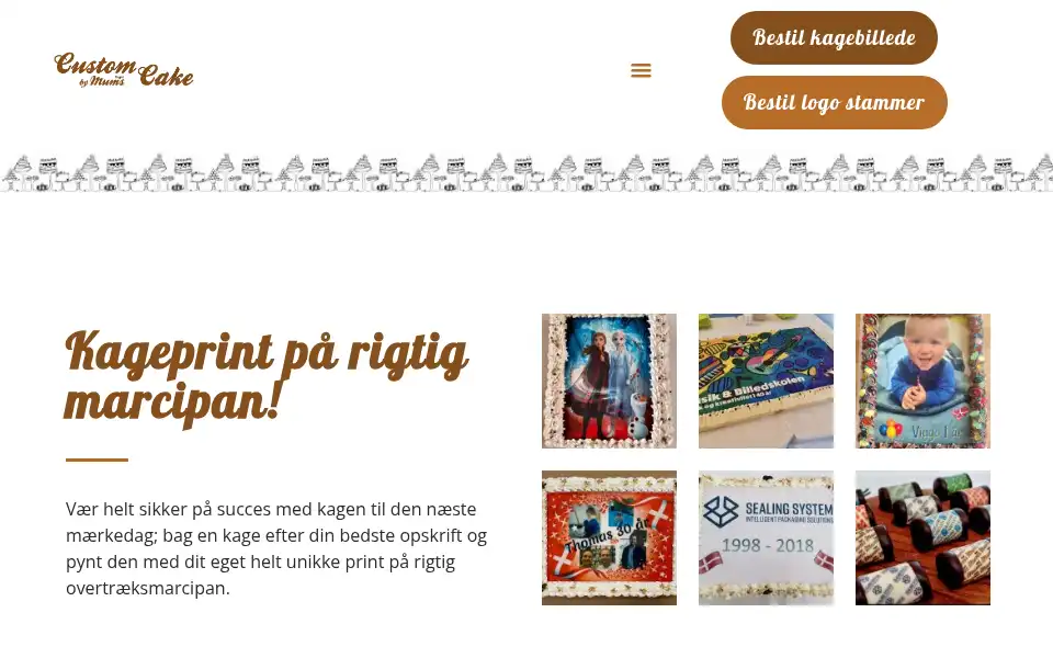 Screenshot of customcake.dk