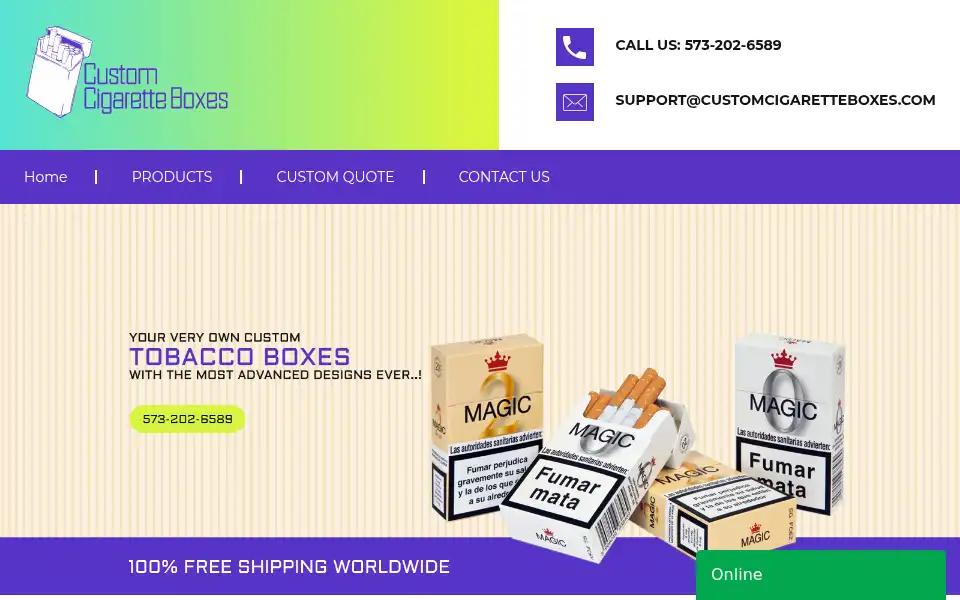 Screenshot of customcigaretteboxes.com