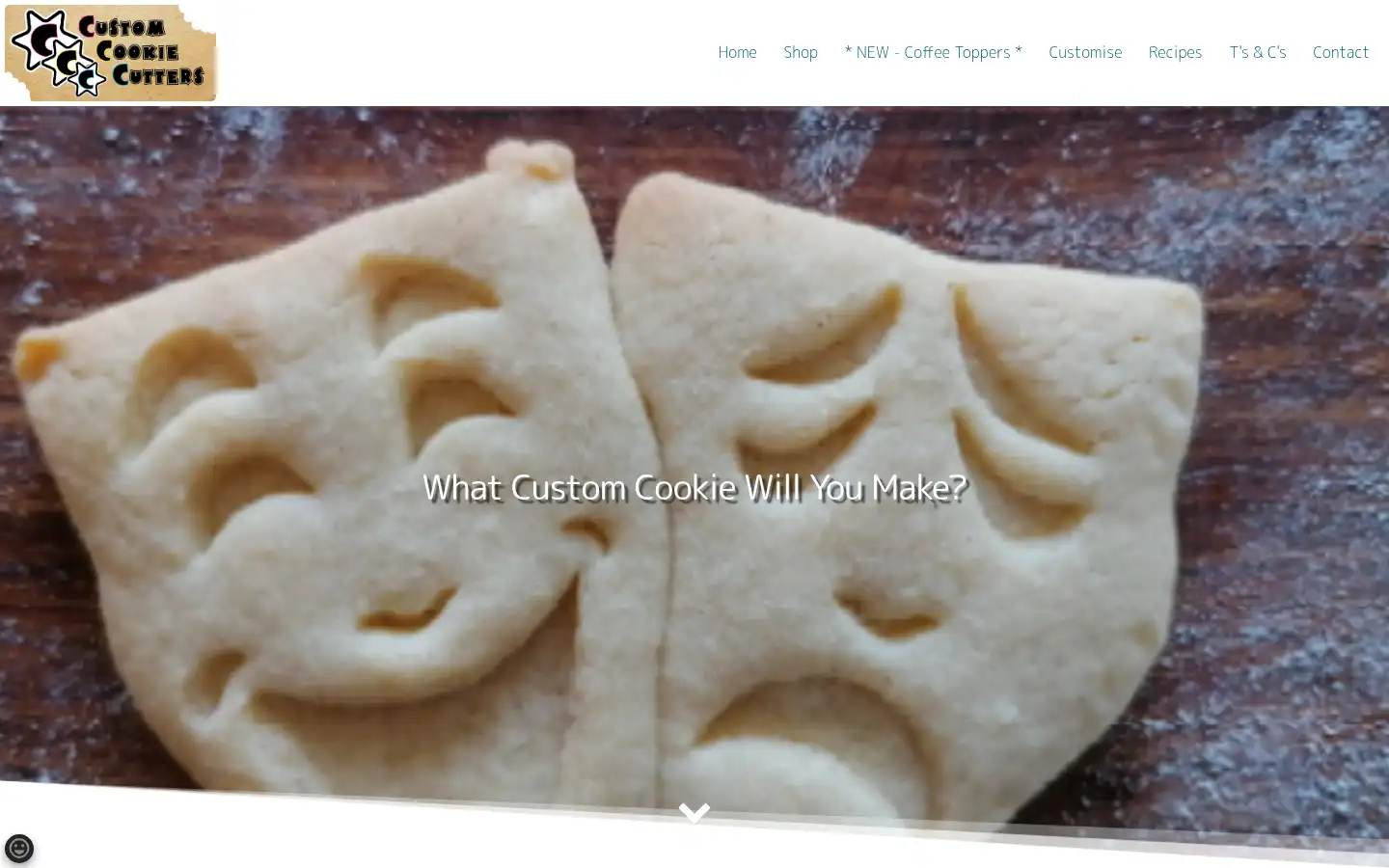 Screenshot of customcookiecutters.uk