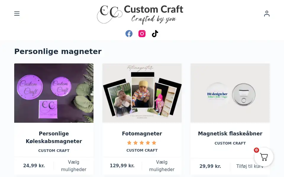 Screenshot of customcraft.dk