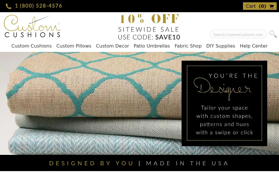 Screenshot of customcushions.com