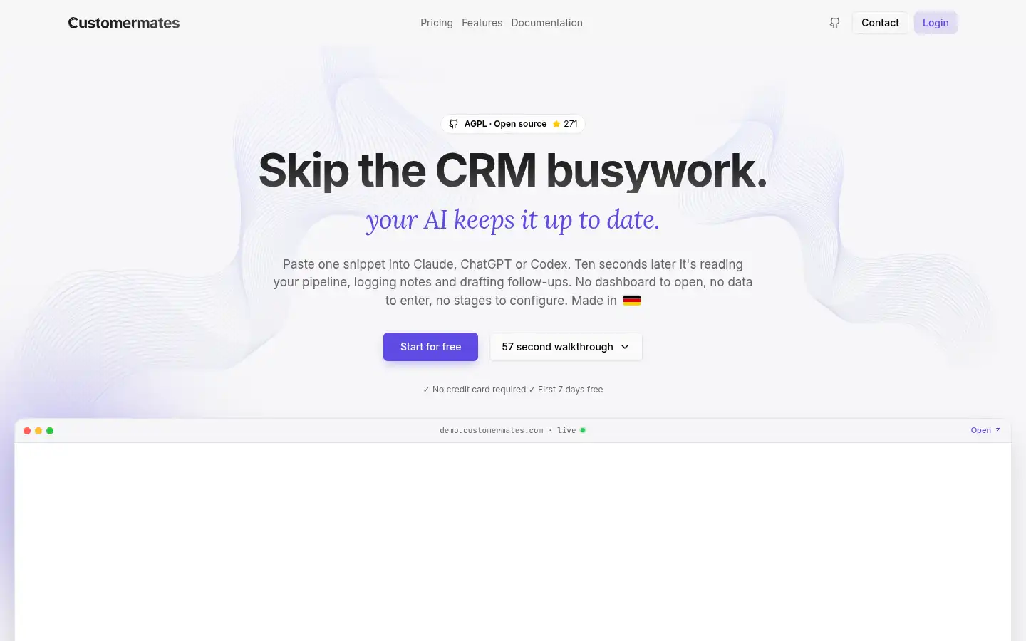 Screenshot of customermates.com