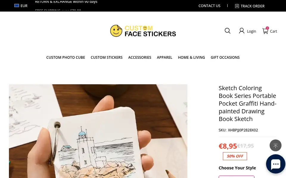 Screenshot of customfacestickers.com
