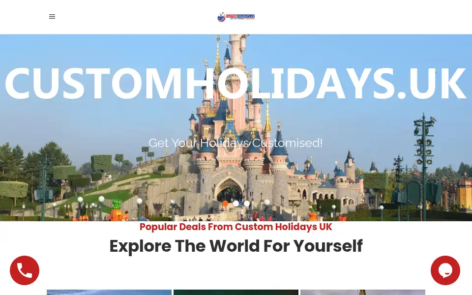 Screenshot of customholidays.uk